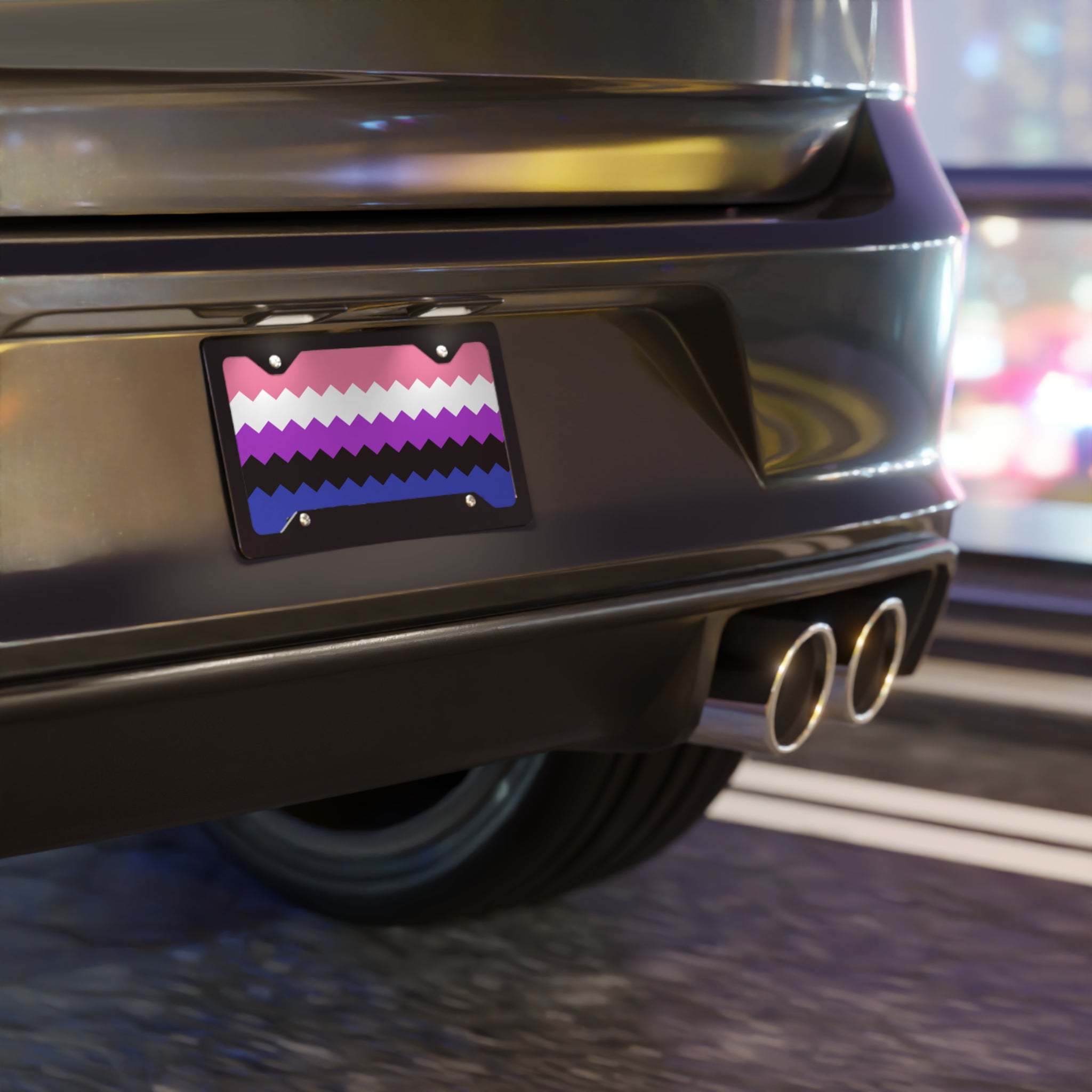 Genderfluid Flag Wavey Vanity License Plate: Sharp Design for Cars