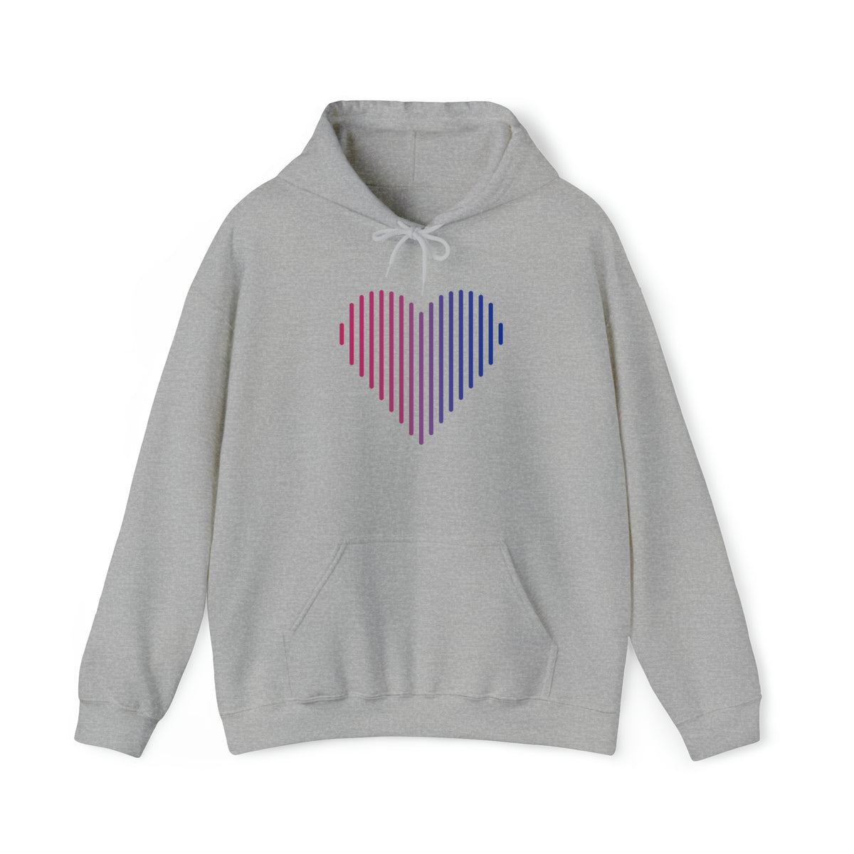 Bisexual Heart Lines Hoodie: Pride Gradient Sweater