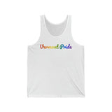 Vermont Pride Tank Top: Flowing Cursive Design with LGBTQ+ Gradient