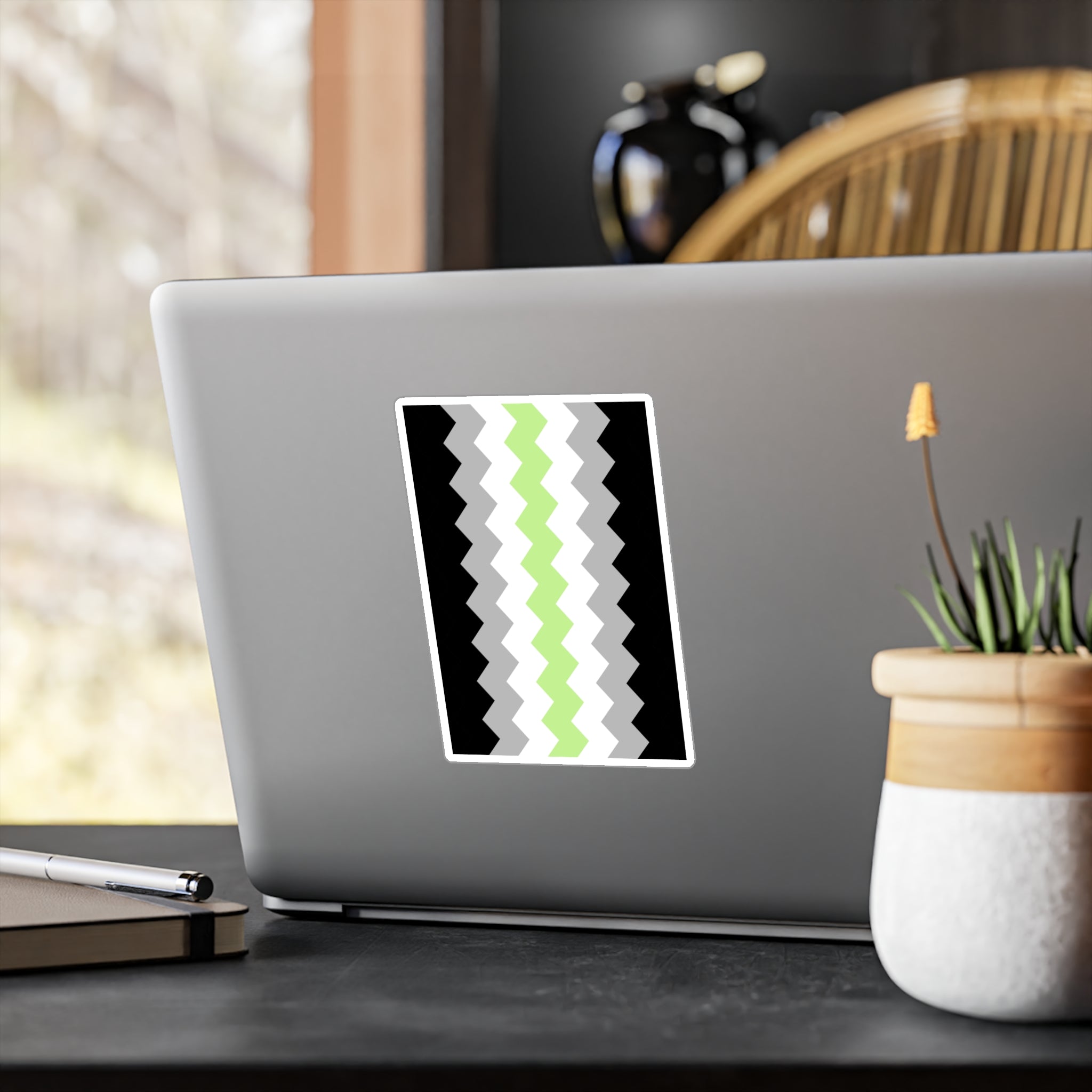 Agender Flag Wavey Decal: Sharp Pride Sticker