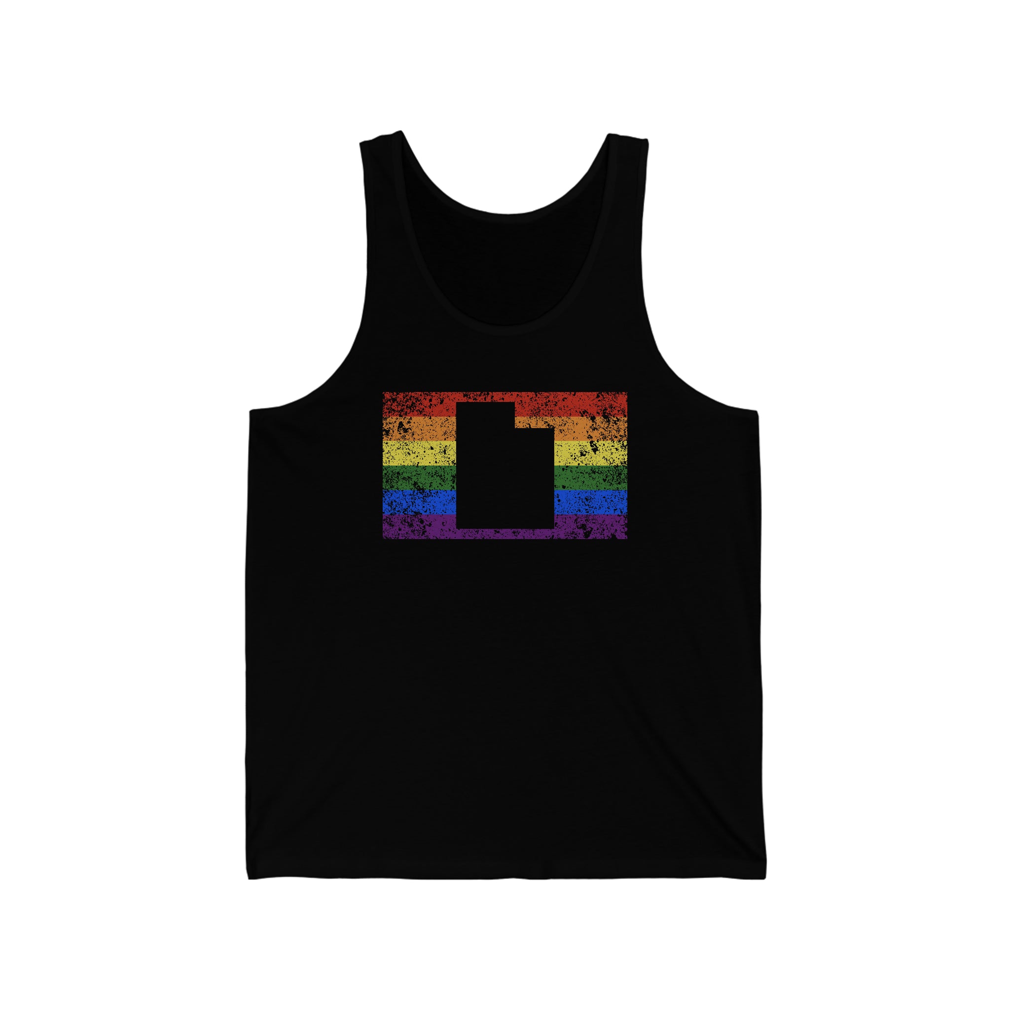 Utah Pride Flag Tank: Rainbow LGBTQ+ State Silhouette Distressed Tank-Top