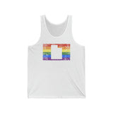 Utah Pride Flag Tank: Rainbow LGBTQ+ State Silhouette Distressed Tank-Top