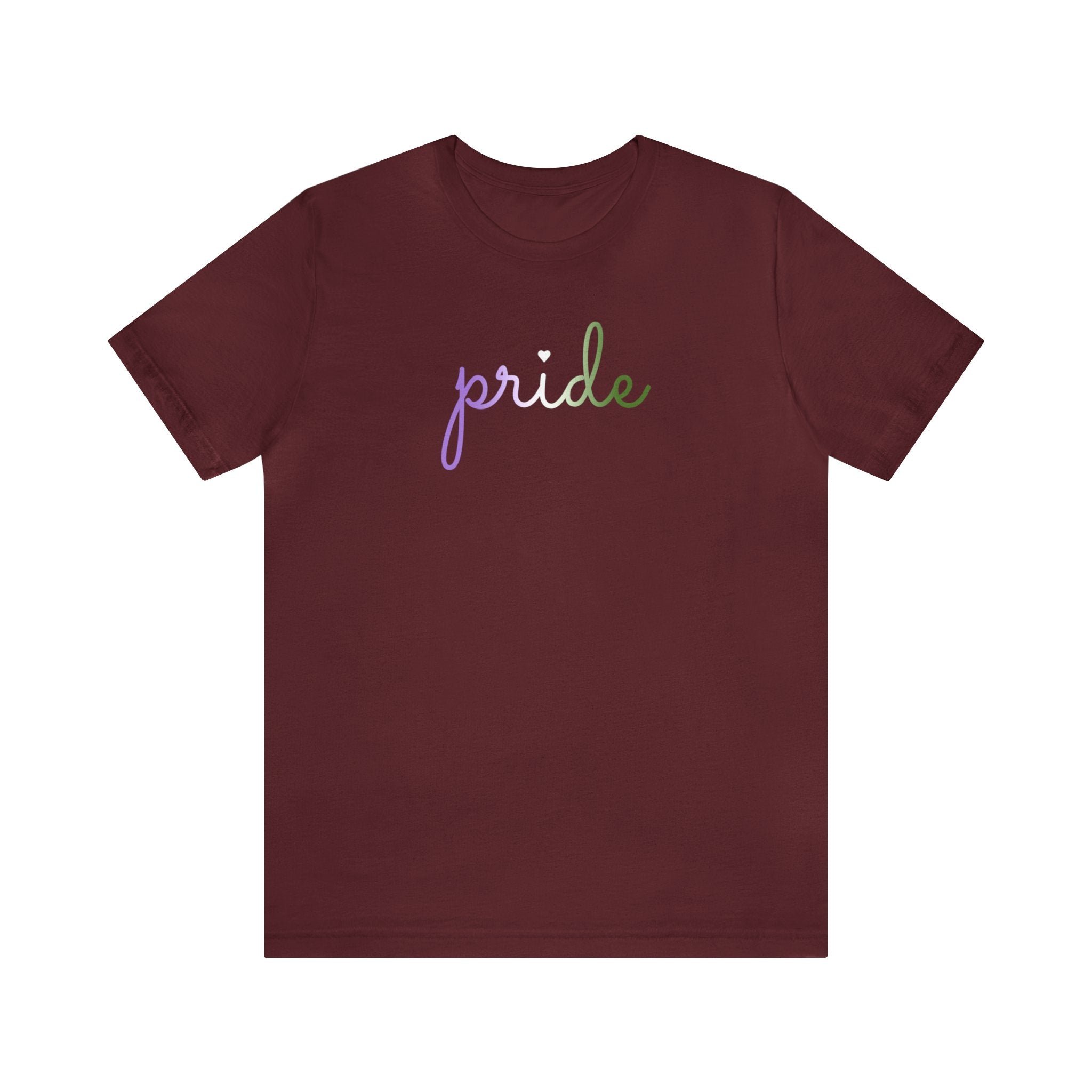 Genderqueer Pride T-Shirt: Flowing Cursive 'Pride' in Gradient Hues
