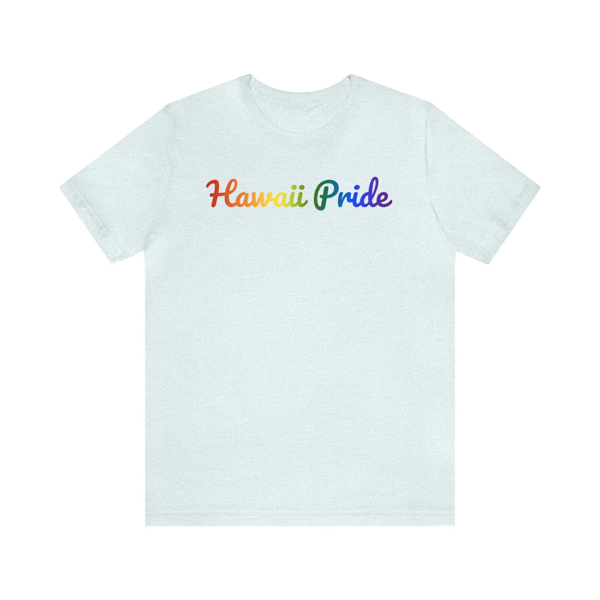Hawaii Pride T-Shirt: Flowing Cursive Design with LGBTQ+ Gradient