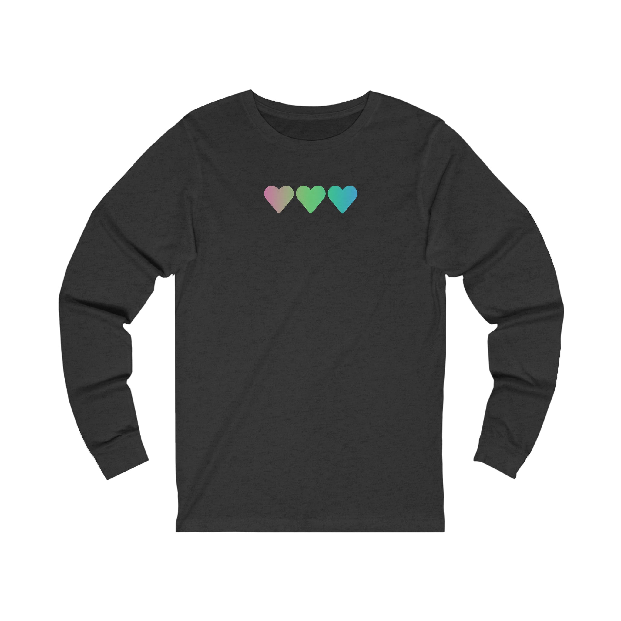Polysexual Flag Hearts Long Sleeve Tee: Pride LGBTQ+ Gradient Design