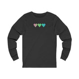 Polysexual Flag Hearts Long Sleeve Tee: Pride LGBTQ+ Gradient Design