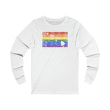 Hawaii Pride Flag Long Sleeve Tee: Rainbow LGBTQ+ State Silhouette Distressed Long Sleeve T-Shirt