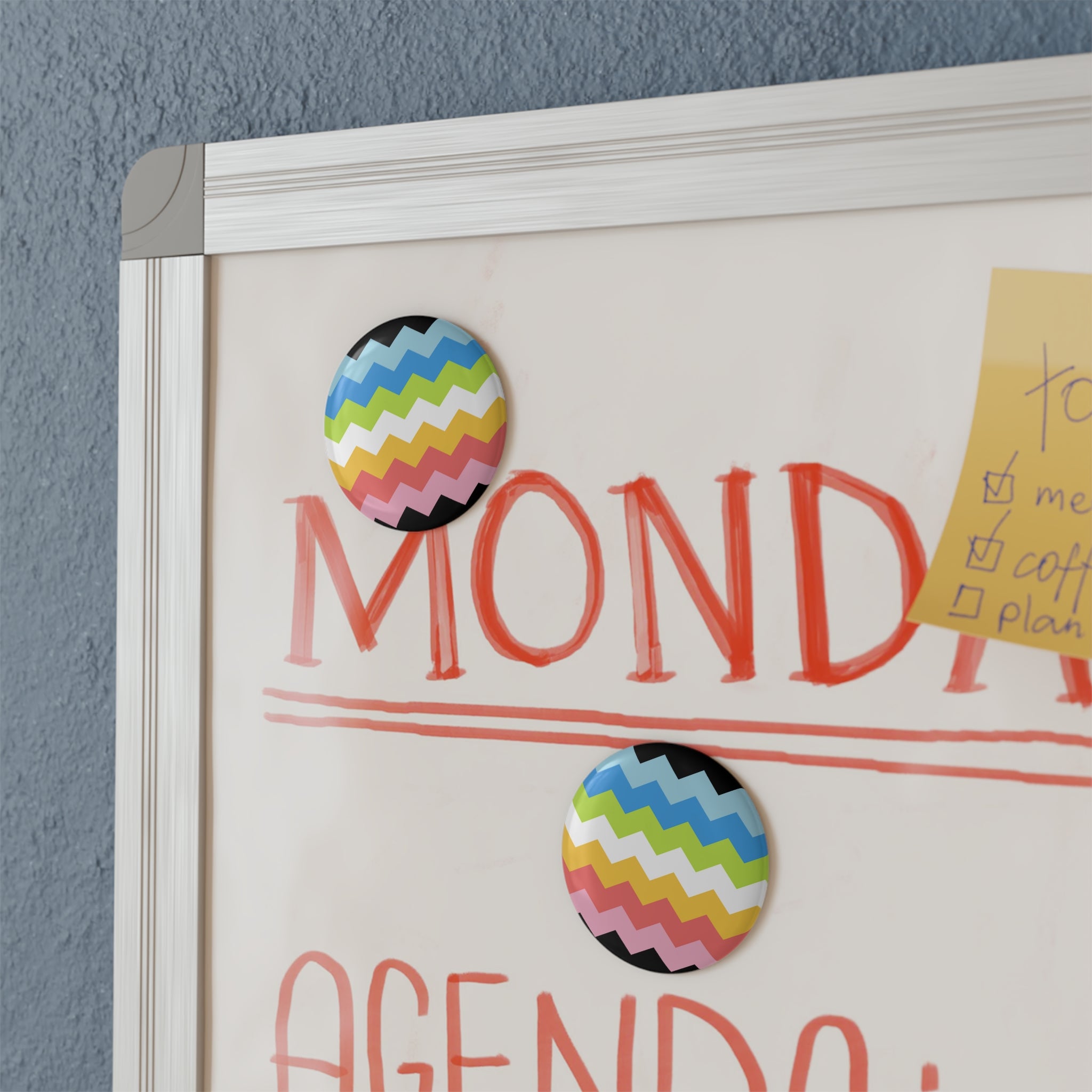 Queer Pride Flag Magnet: Wavey Round Button for Fridge