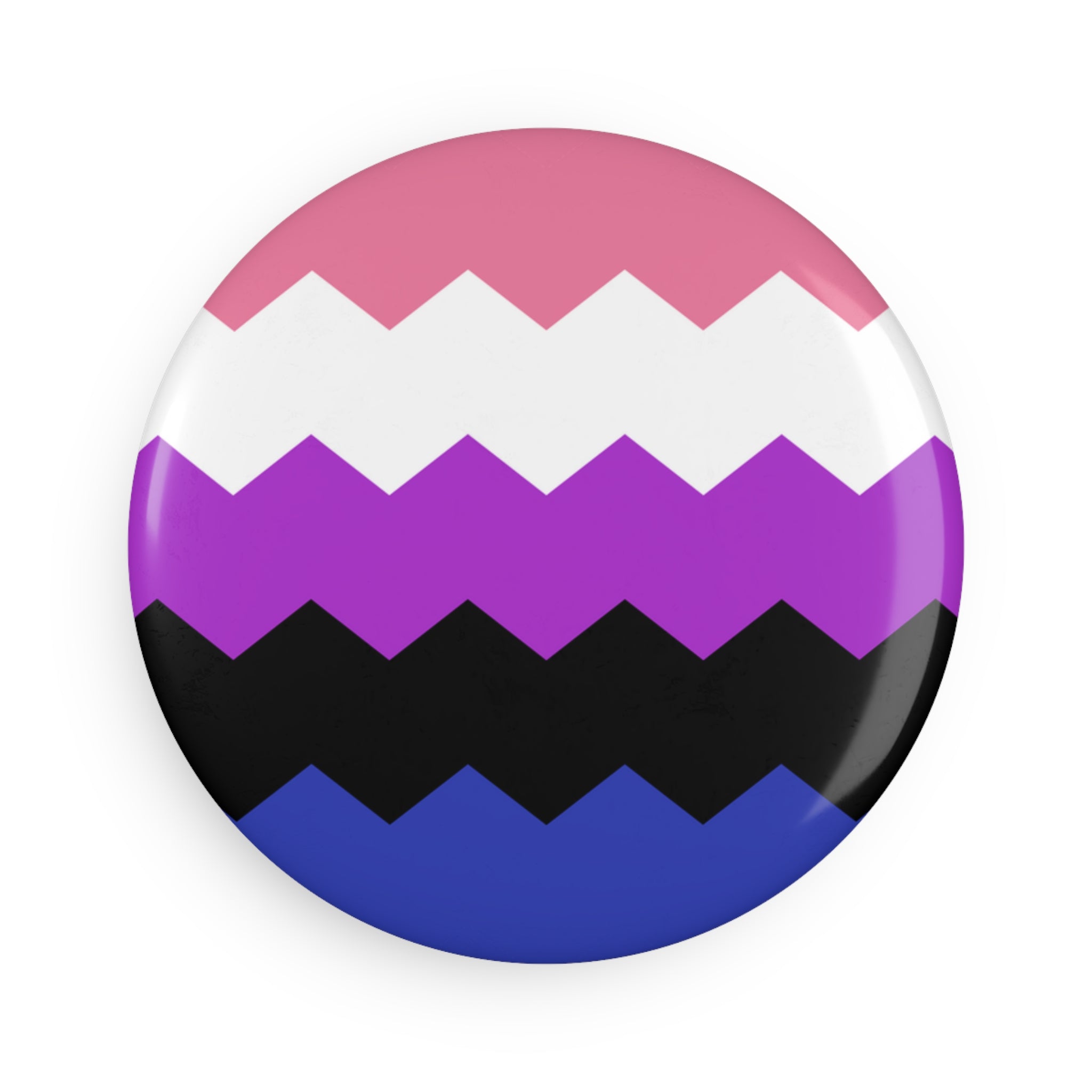 Genderfluid Pride Flag Magnet: Wavey Round Button for Fridge