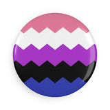 Genderfluid Pride Flag Magnet: Wavey Round Button for Fridge