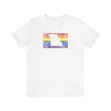Missouri Pride Flag Tee: Rainbow LGBTQ+ State Silhouette Distressed Shirt