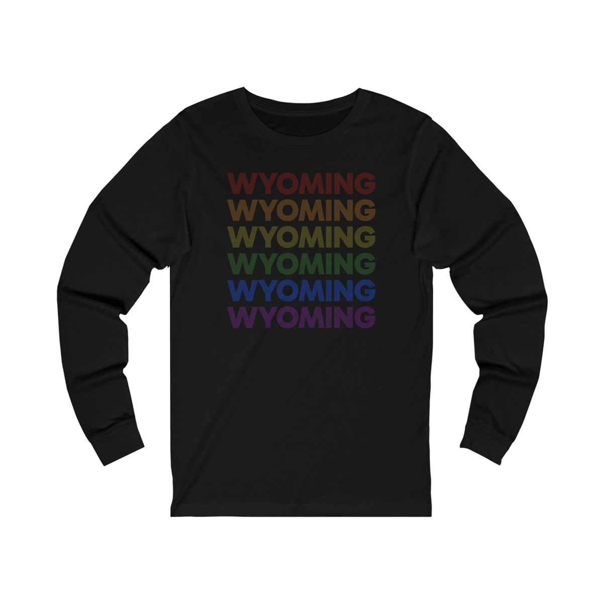 Wyoming LGBTQ+ Pride Flag, Faded Black Long Sleeve Tee