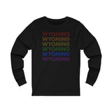 Wyoming LGBTQ+ Pride Flag, Faded Black Long Sleeve Tee