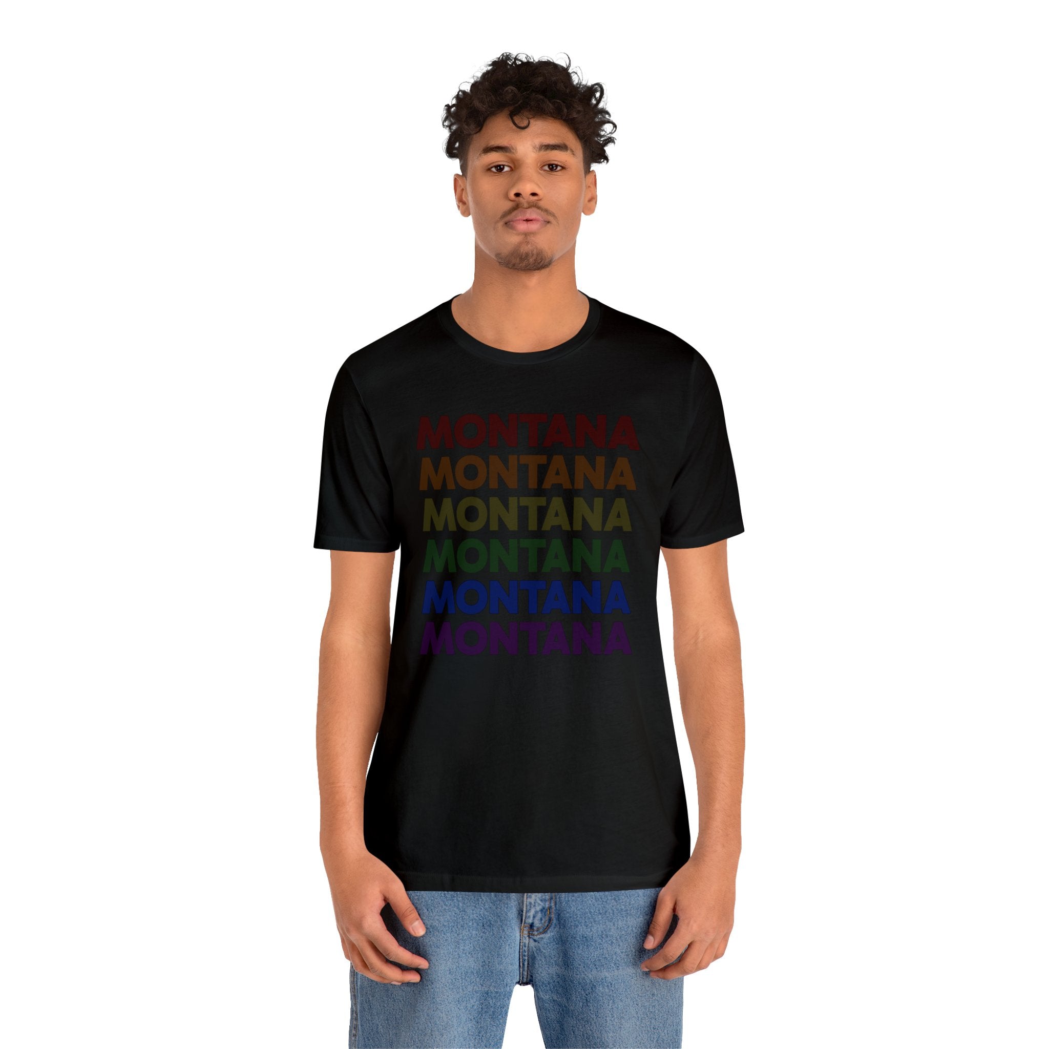 Montana LGBTQ+ Pride Flag, Faded Black T-Shirt