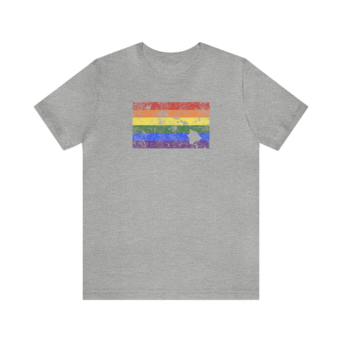 Hawaii Pride Flag Tee: Rainbow LGBTQ+ State Silhouette Distressed Shirt
