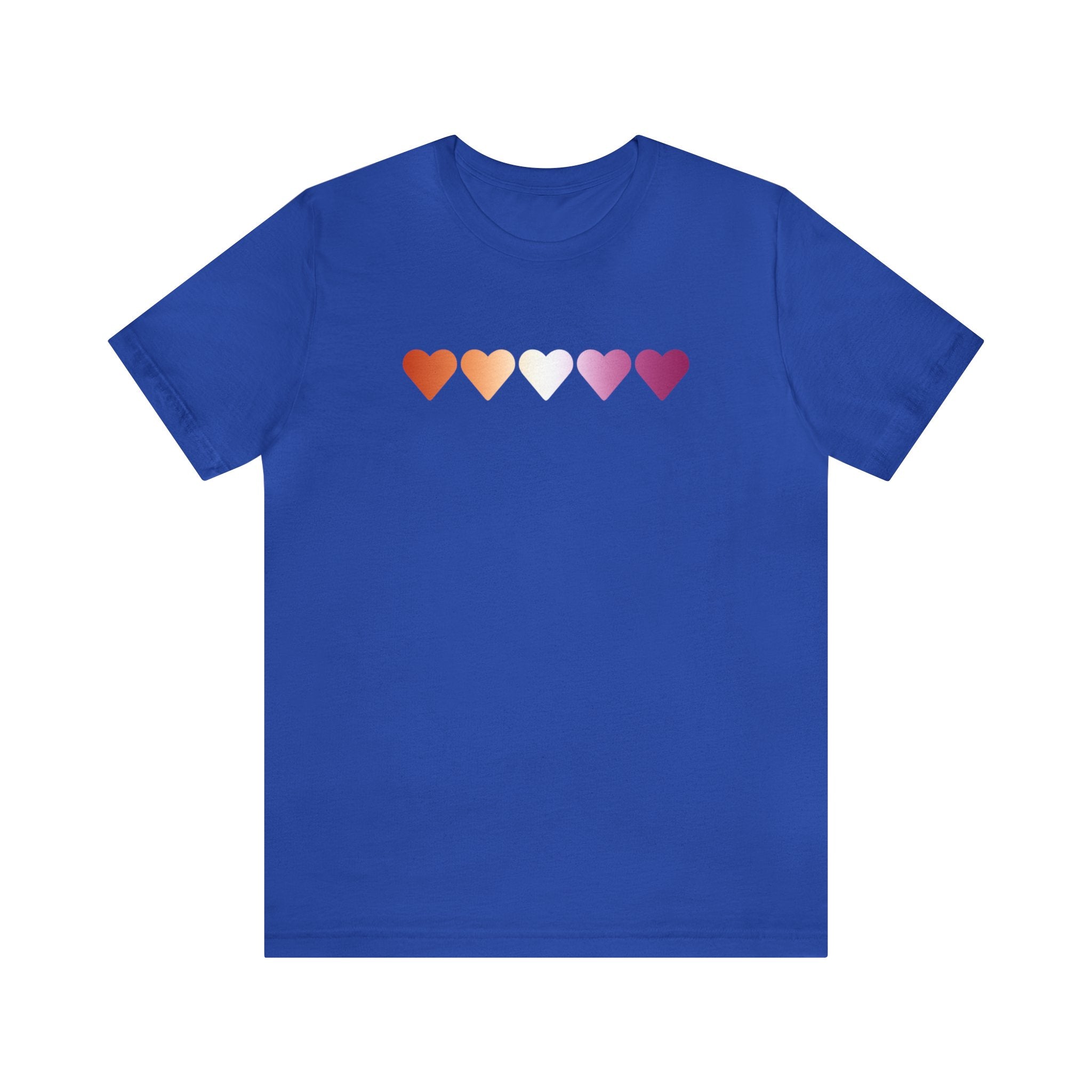 Lesbian Flag Hearts T-Shirt: Pride LGBTQ+ Gradient Design