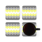Demigender Flag Coaster Set: 4 Corkwood Wavey Drink Coasters