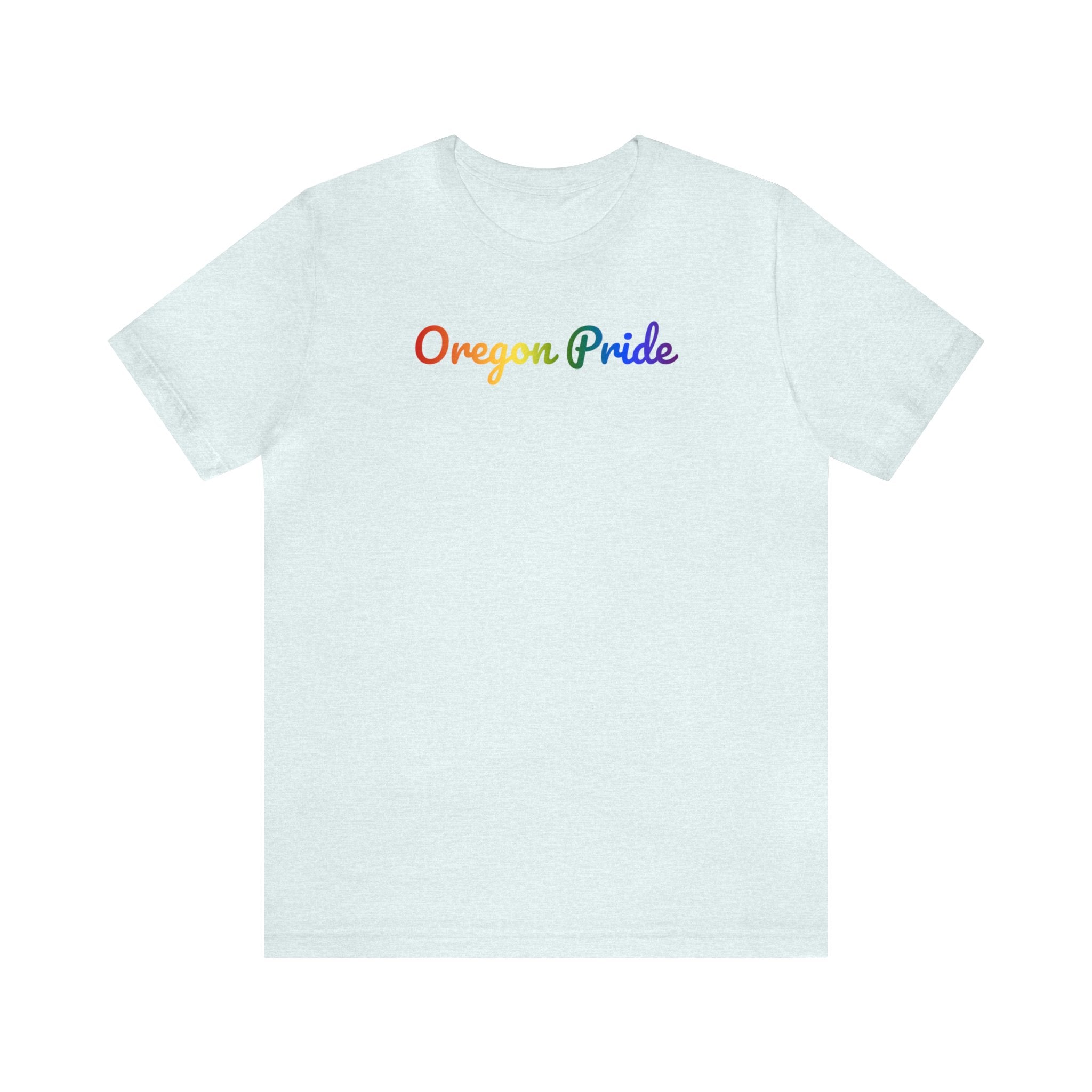 Oregon Pride T-Shirt: Flowing Cursive Design with LGBTQ+ Gradient
