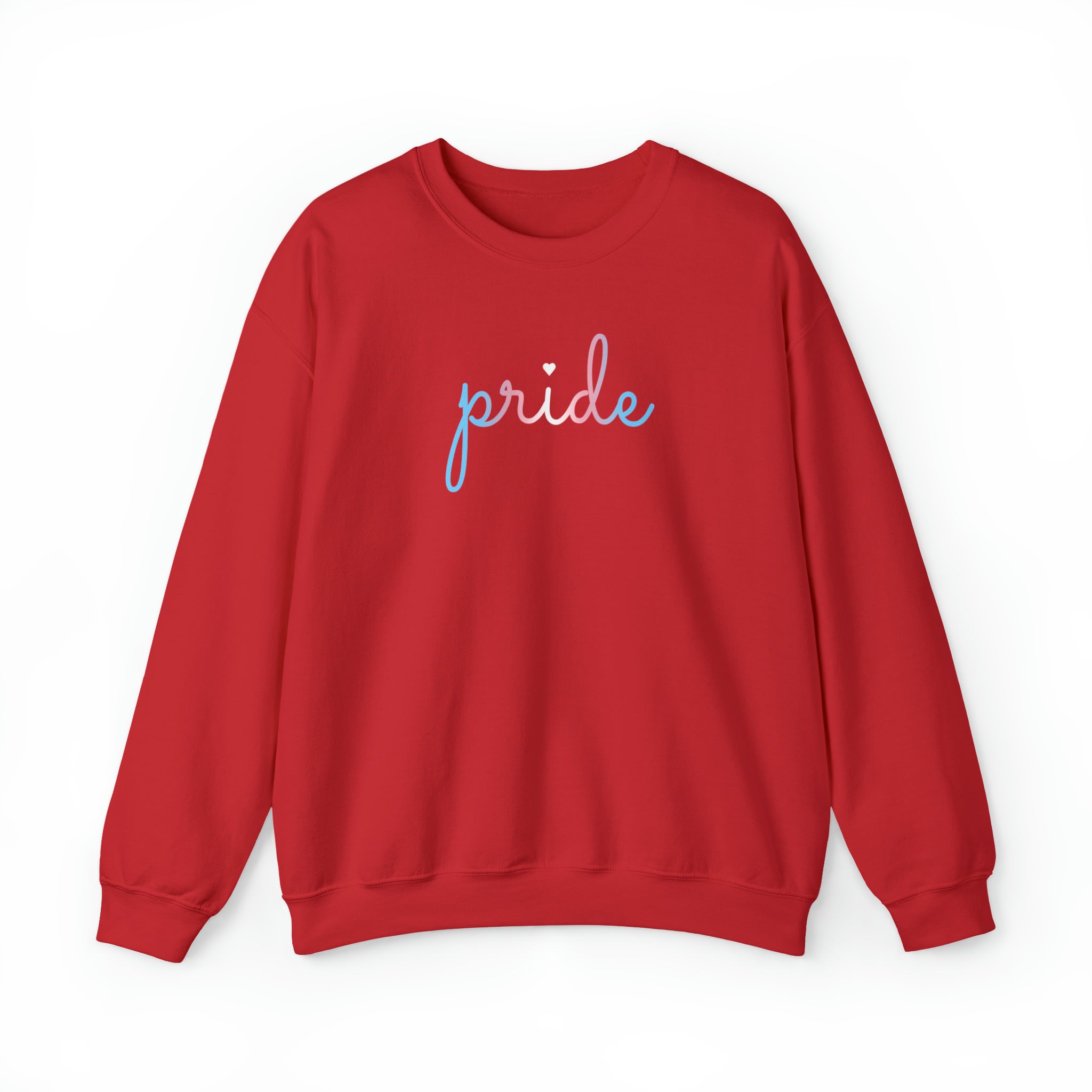 Transgender Pride Sweater: Flowing Cursive 'Pride' in Gradient Hues