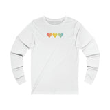 Pansexual Flag Hearts Long Sleeve Tee: Pride LGBTQ+ Gradient Design