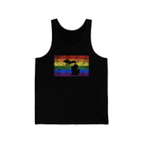 Michigan Pride Flag Tank: Rainbow LGBTQ+ State Silhouette Distressed Tank-Top