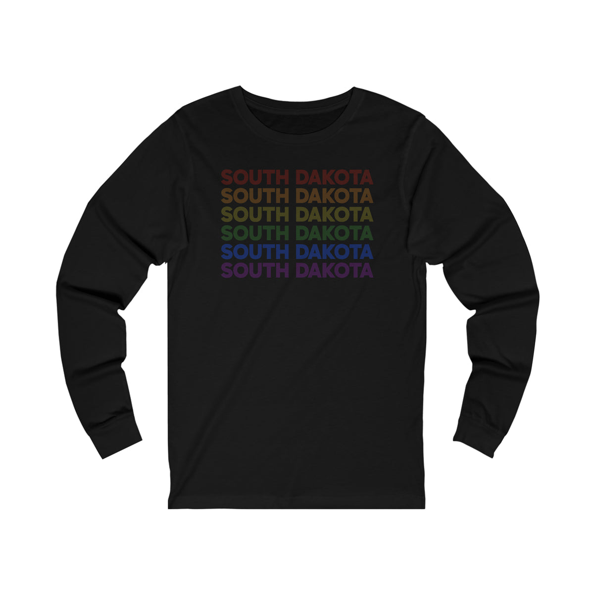 South Dakota LGBTQ+ Pride Flag, Faded Black Long Sleeve Tee