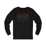 South Dakota LGBTQ+ Pride Flag, Faded Black Long Sleeve Tee