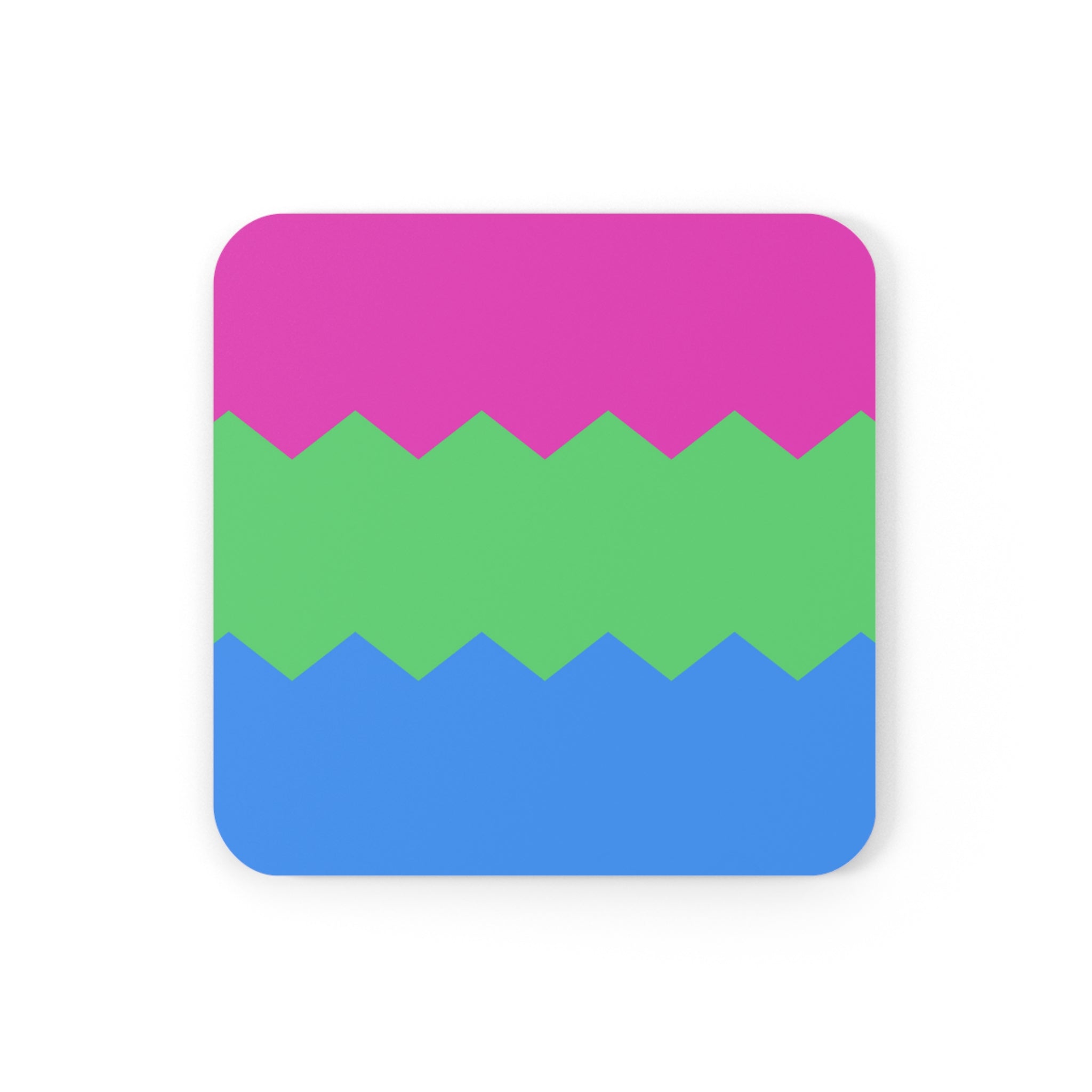 Polysexual Flag Coaster Set: 4 Corkwood Wavey Drink Coasters