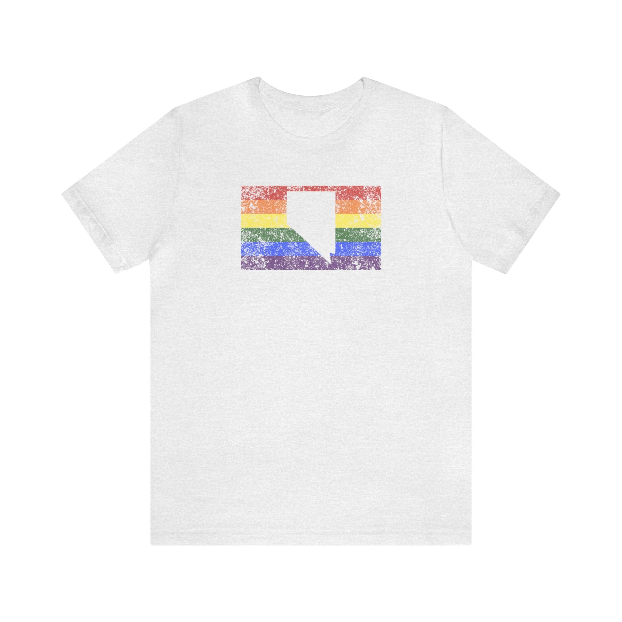 Nevada Pride Flag Tee: Rainbow LGBTQ+ State Silhouette Distressed Shirt