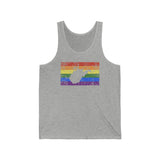 West Virginia Pride Flag Tank: Rainbow LGBTQ+ State Silhouette Distressed Tank-Top