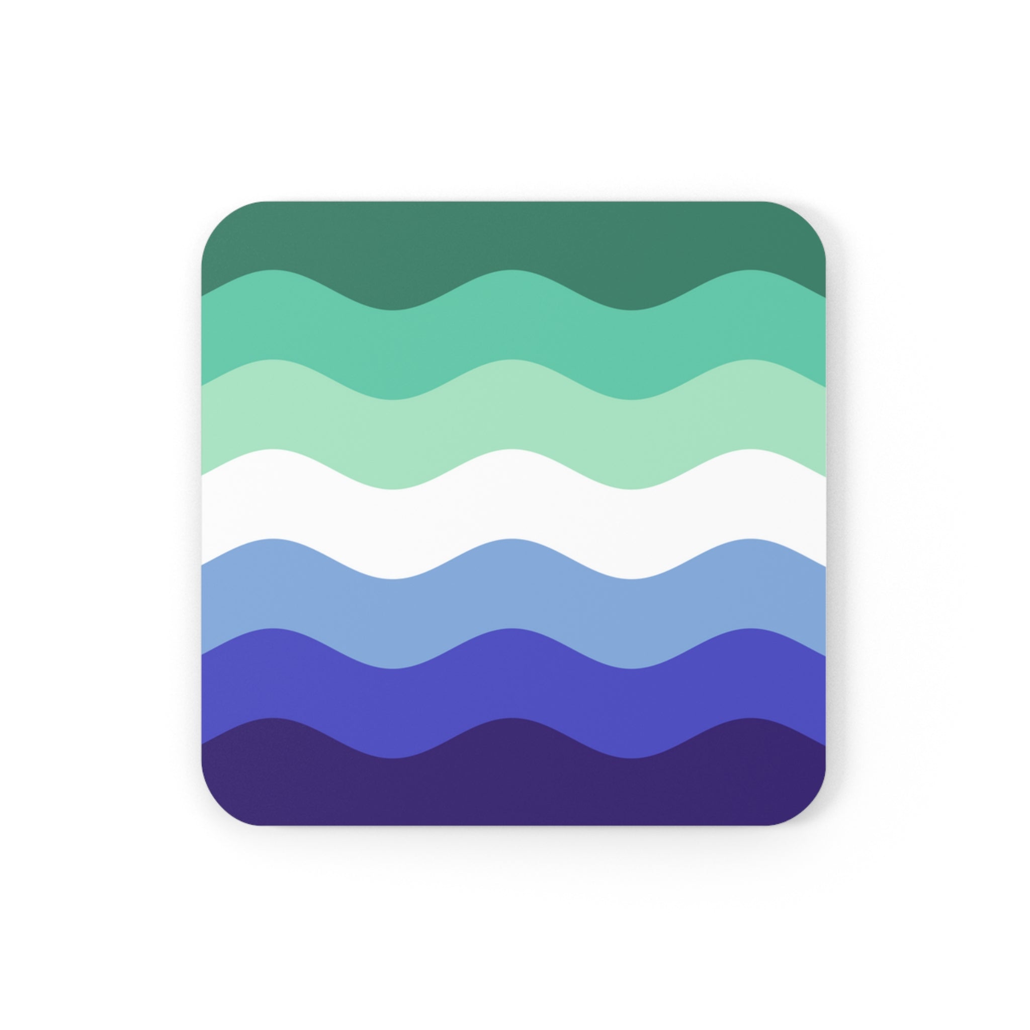 Gay Pride Flag Coaster Set: 4 Corkwood Ripple Drink Coasters