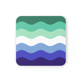 Gay Pride Flag Coaster Set: 4 Corkwood Ripple Drink Coasters