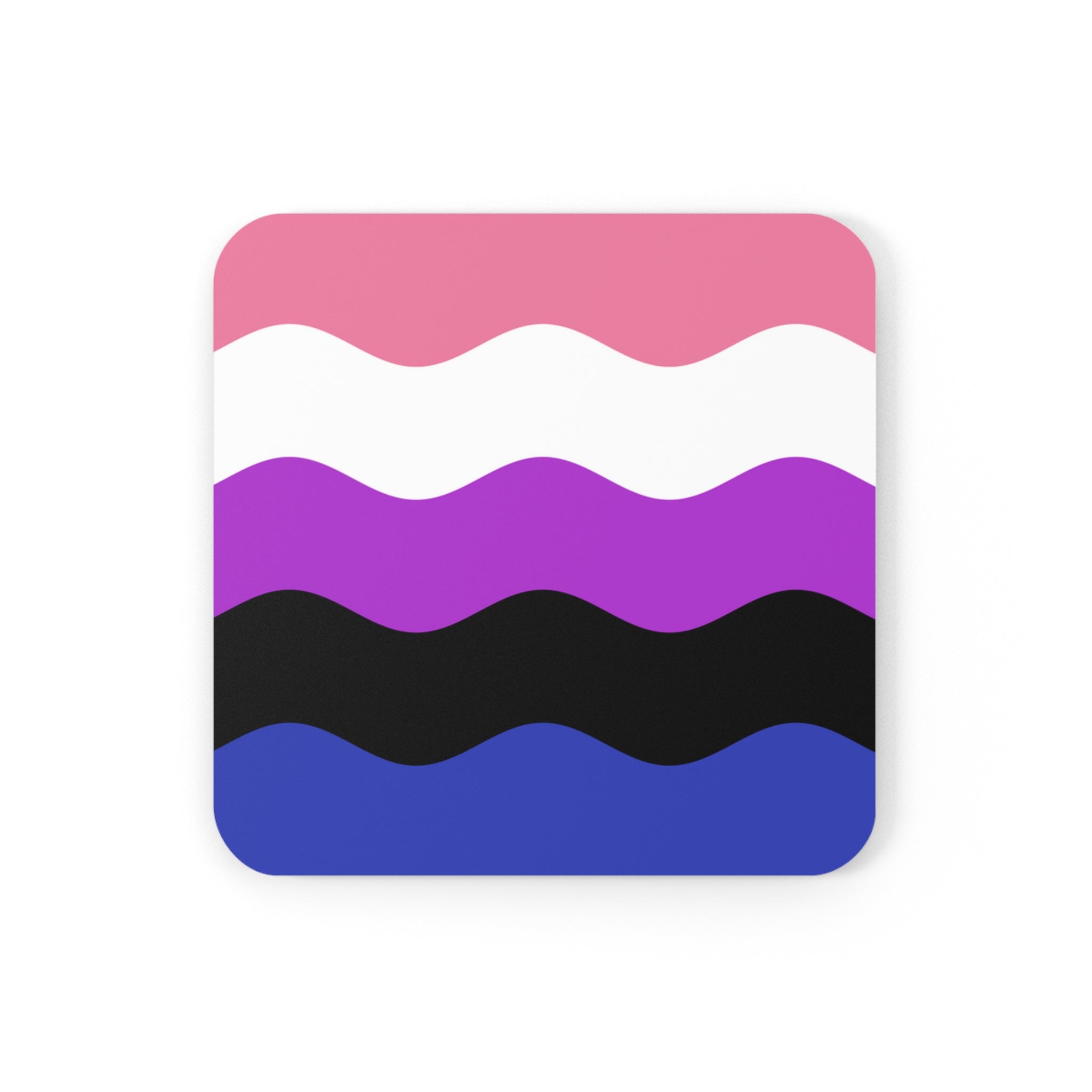 Genderfluid Flag Coaster Set: 4 Corkwood Ripple Drink Coasters