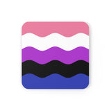 Genderfluid Flag Coaster Set: 4 Corkwood Ripple Drink Coasters
