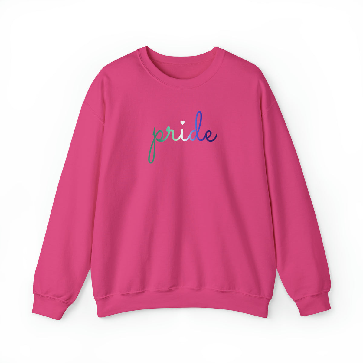 Gay Pride Sweater: Flowing Cursive 'Pride' in Gradient Hues