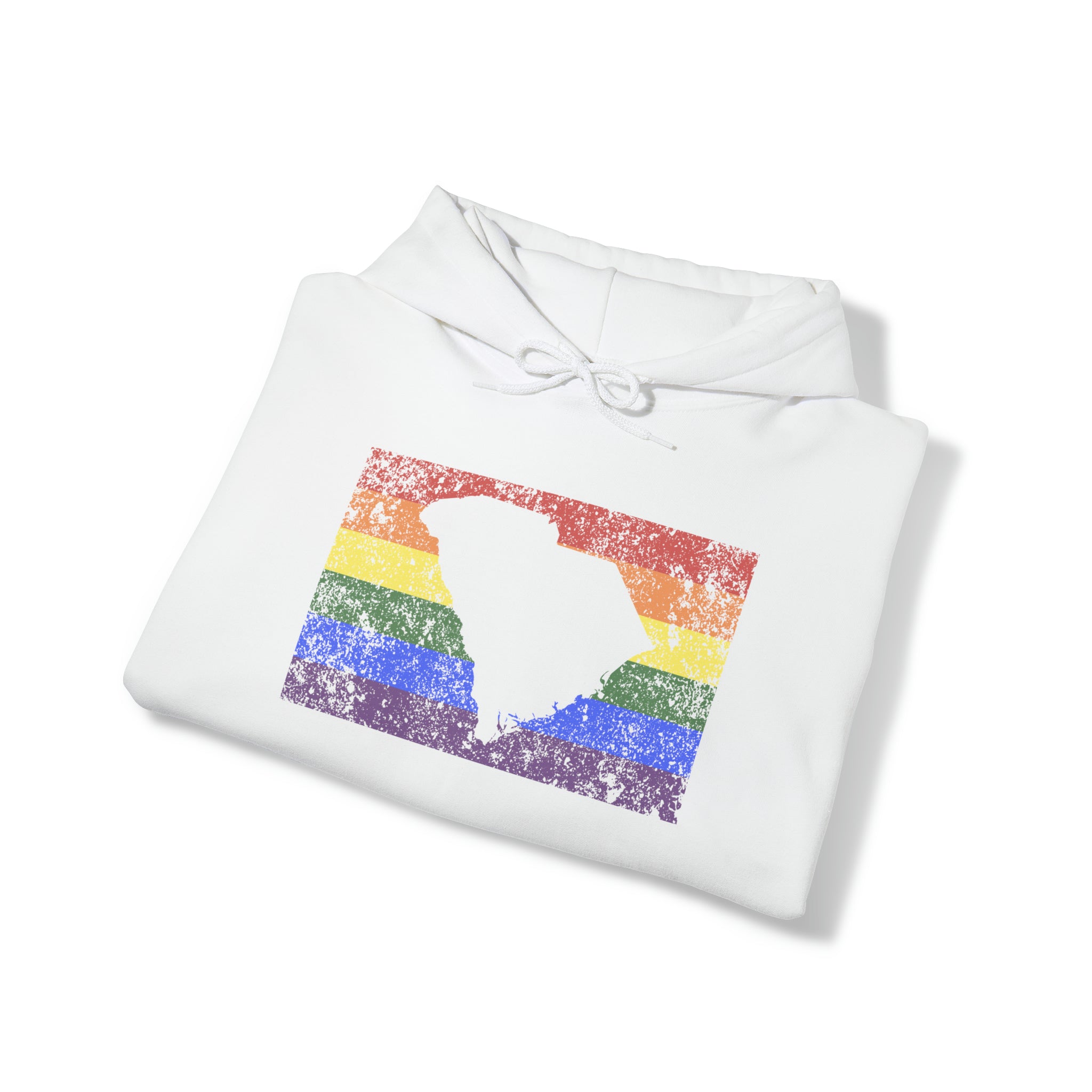 South Carolina Pride Flag Hoodie: Rainbow LGBTQ+ State Silhouette Distressed Hooded Sweatshirt