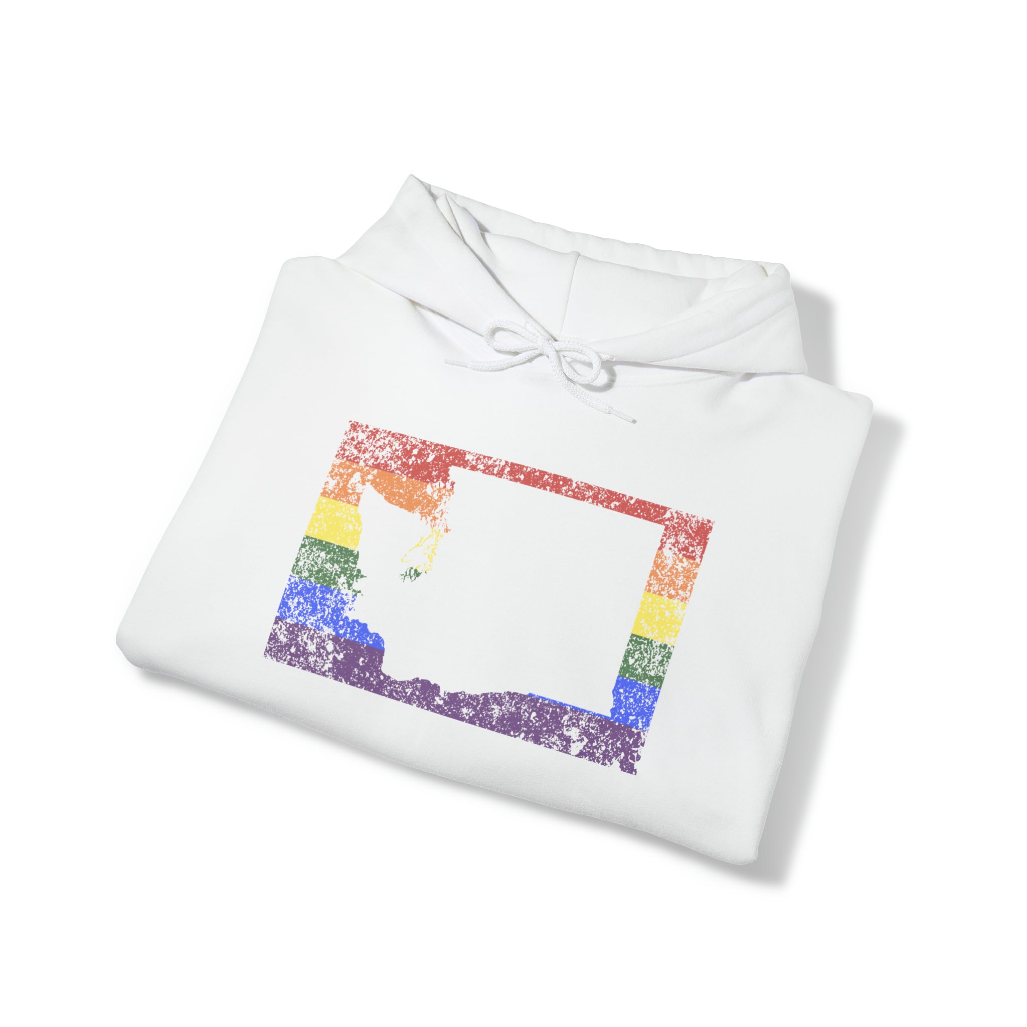 Washington Pride Flag Hoodie: Rainbow LGBTQ+ State Silhouette Distressed Hooded Sweatshirt