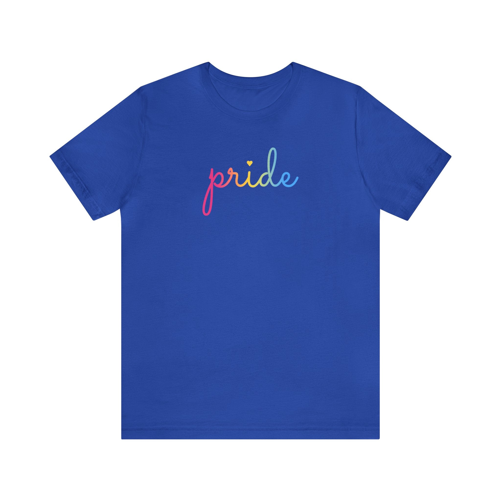 Pansexual Pride T-Shirt: Flowing Cursive 'Pride' in Gradient Hues
