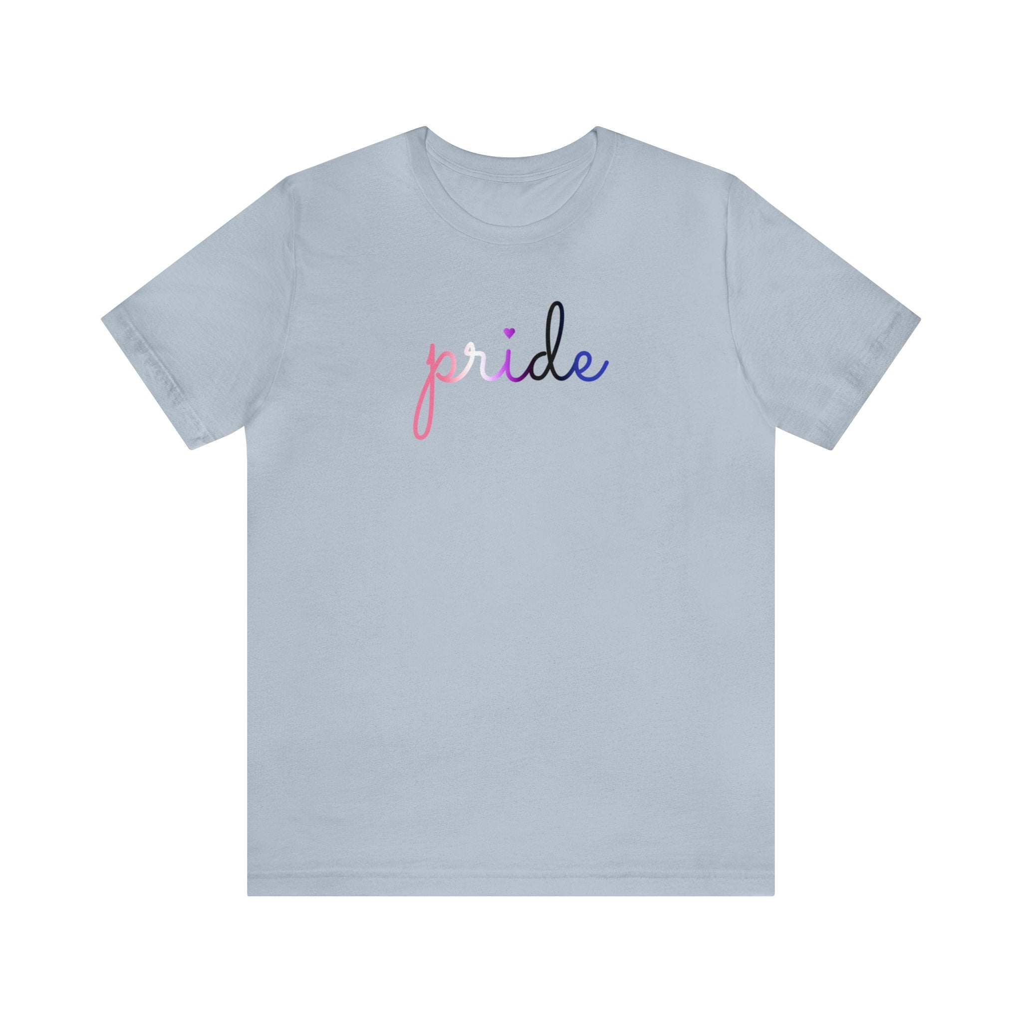 Genderfluid Pride T-Shirt: Flowing Cursive 'Pride' in Gradient Hues