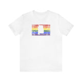 Alabama Pride Flag Tee: Rainbow LGBTQ+ State Silhouette Distressed Shirt