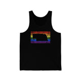 Nebraska Pride Flag Tank: Rainbow LGBTQ+ State Silhouette Distressed Tank-Top