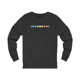 Queer Flag Hearts Long Sleeve Tee: Pride LGBTQ+ Gradient Design