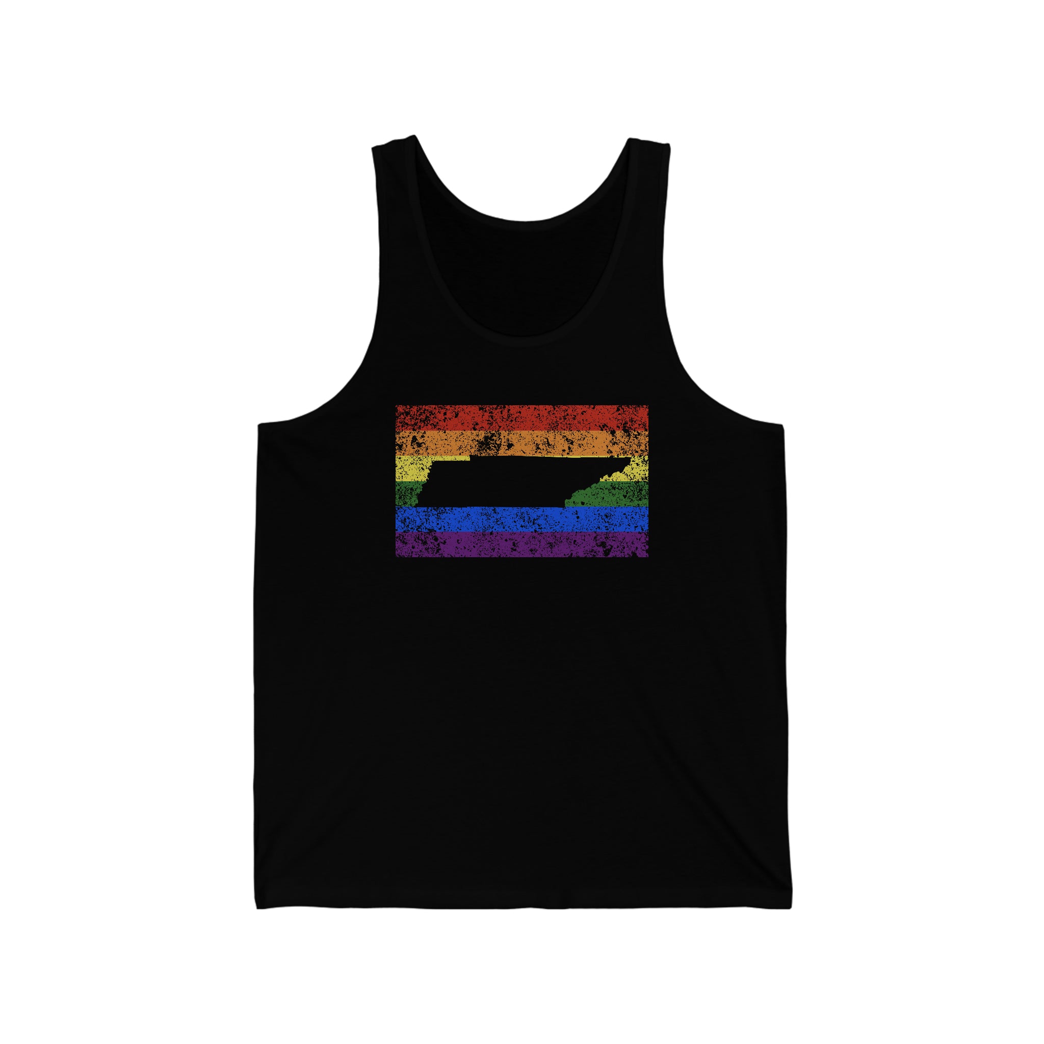 Tennessee Pride Flag Tank: Rainbow LGBTQ+ State Silhouette Distressed Tank-Top