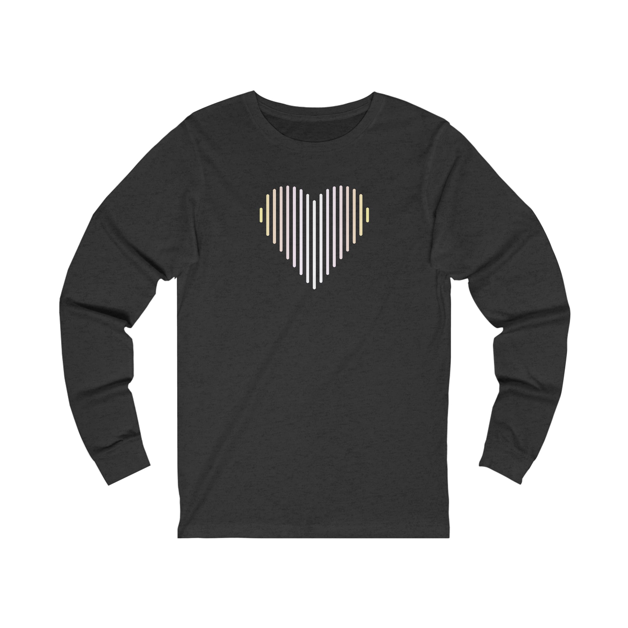 Pangender Heart Lines Long Sleeve T-Shirt: Pride Gradient Tee