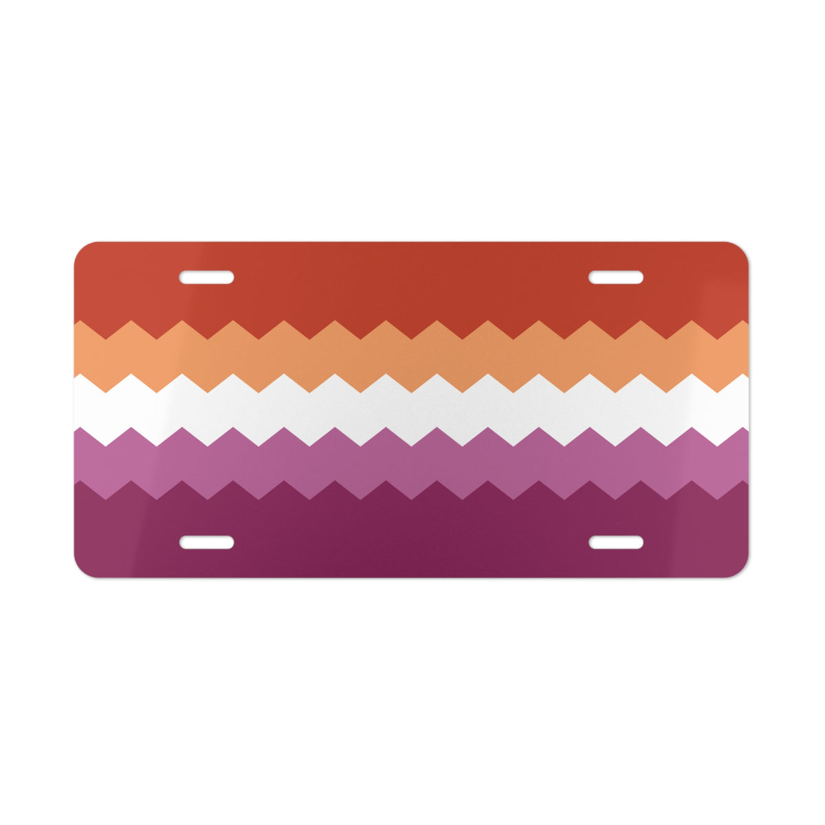 Lesbian Pride Flag Wavey Vanity License Plate: Sharp Design for Cars