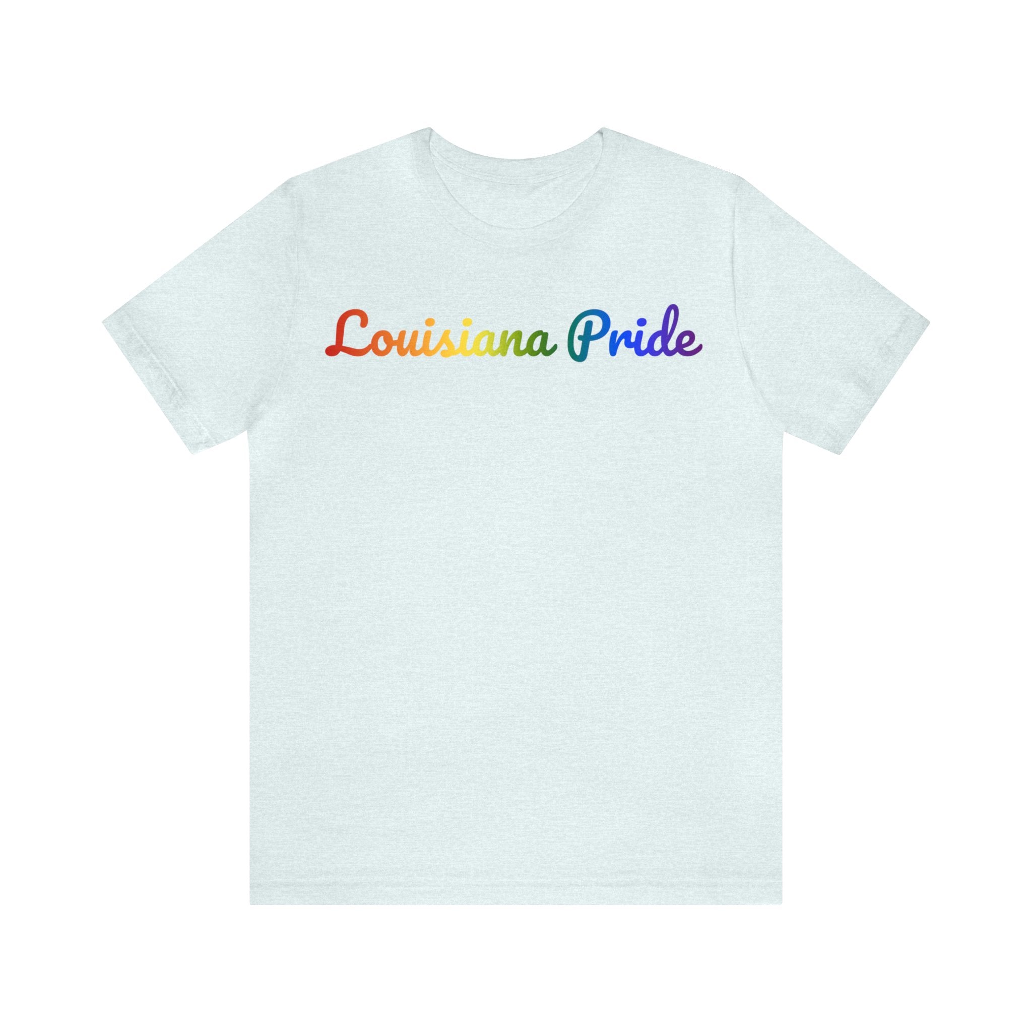 Louisiana Pride T-Shirt: Flowing Cursive Design with LGBTQ+ Gradient