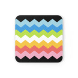Queer Pride Flag Coaster Set: 4 Corkwood Wavey Drink Coasters