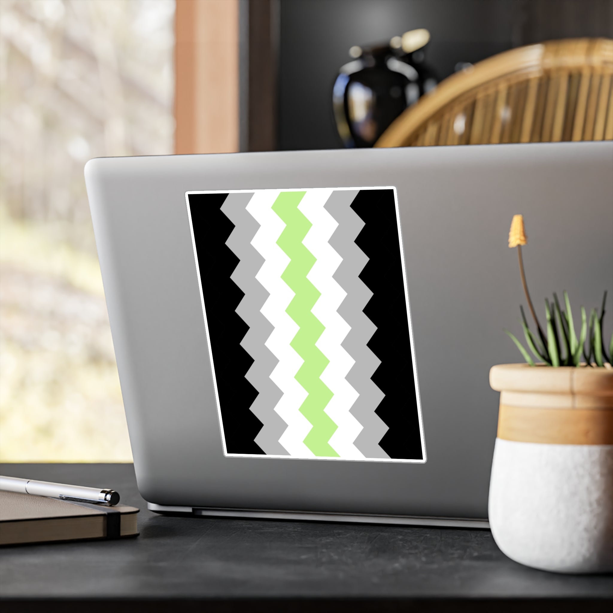 Agender Flag Wavey Decal: Sharp Pride Sticker