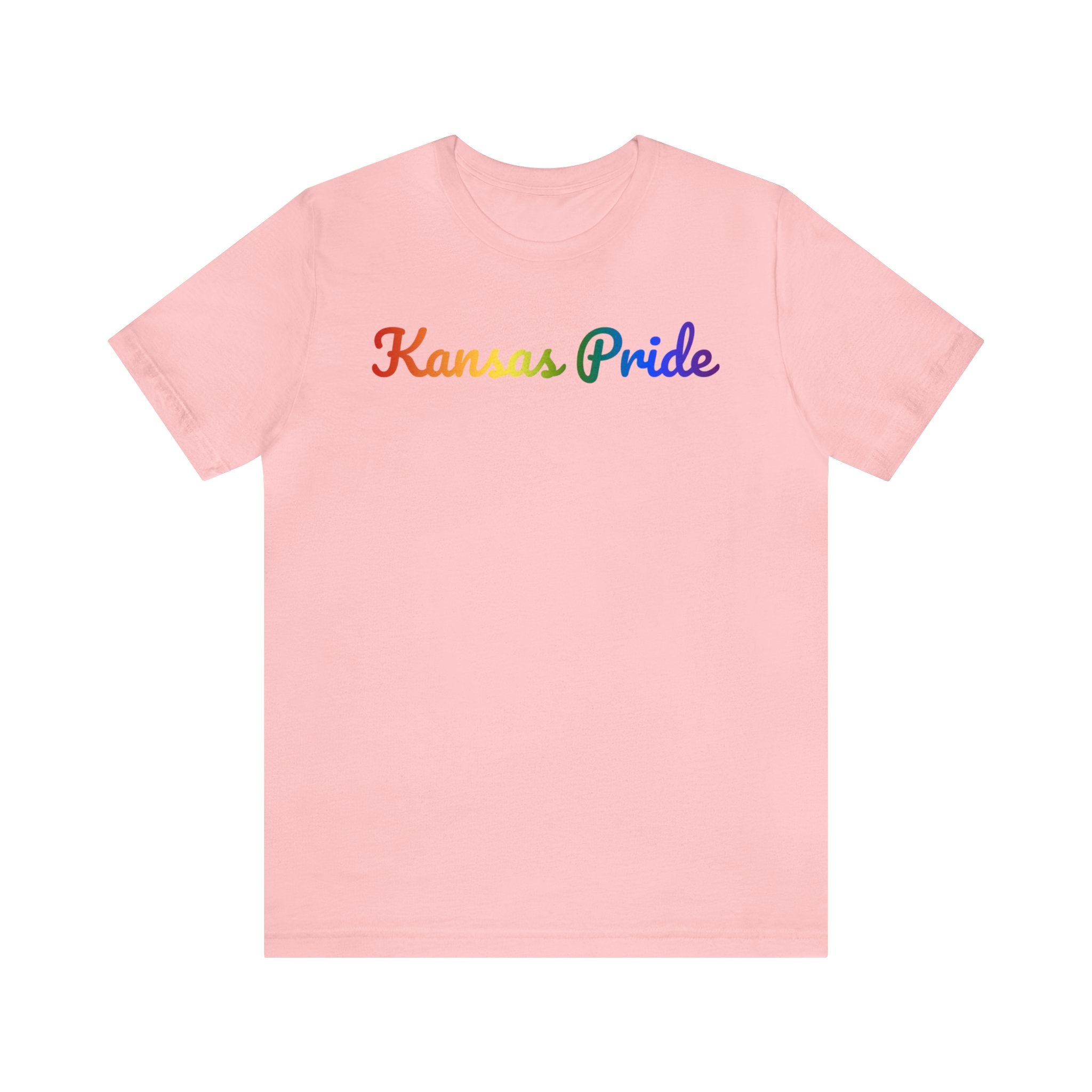 Kansas Pride T-Shirt: Flowing Cursive Design with LGBTQ+ Gradient