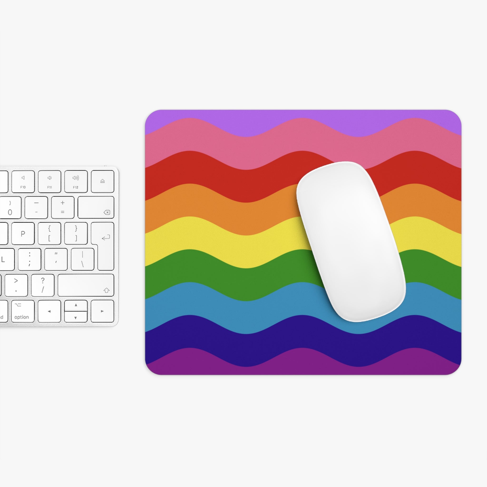LGBTQ+ Flag Ripple Mousepad: Wavey Design for Desk